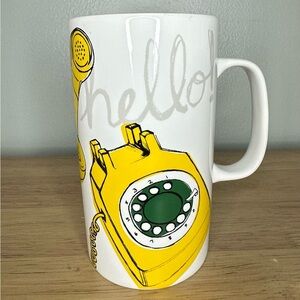 Starbucks 16 oz retro Hello telephone 2015‎ white yellow green coffee mug EUC